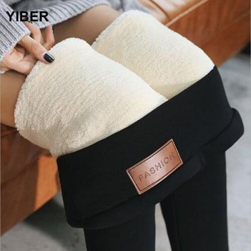 Winter Woman Pants Thickened Leggings Skinny High Waist Thickening Lamb Velvet Legging Female Ankle-Length Trousers Pants