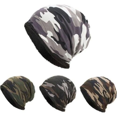 Unisex Winter Warm Baggy Beanie Hat Camouflage Faux Fleece Lined Ski Skull Cap