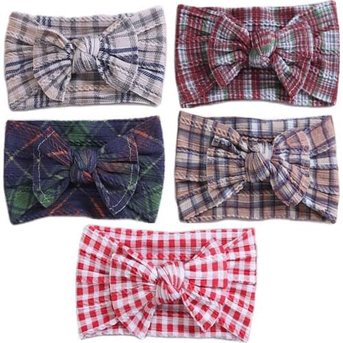 2019 New Solid Wide Nylon Bows Headbands Newborn Girls Knotted Hair Bow Headband,Kids Wide Turban HeadWraps With PomPom Trim