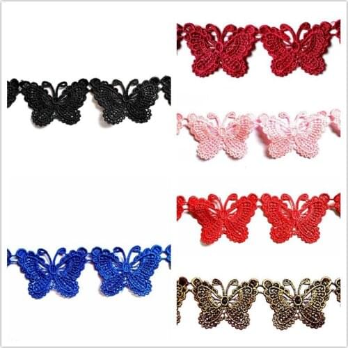 14Yards Blue Butterfly Soluble Cord Lace Trim Knitting Wedding Embroidered DIY Handmade Patchwork Ribbon Sewing Supplies Craft