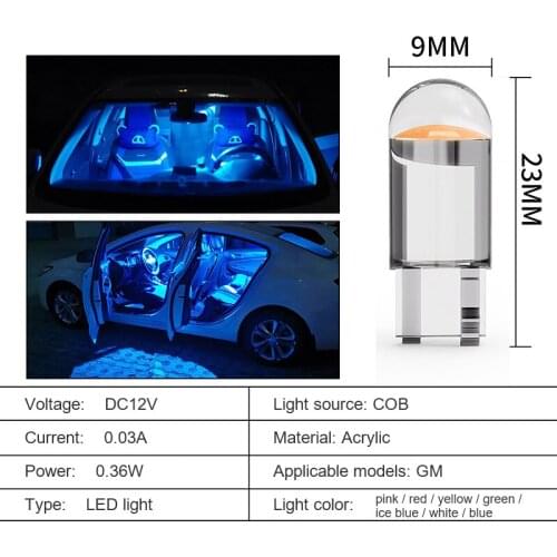 2/10 pcs LED T10 Car Bulb Acrylic Car Light Pink White Blue Green License Plate Light Reading Light Quality Tail Light