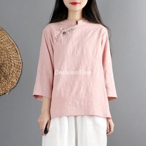 2021 chinese tops camisa hanfu mujer modern chinese style cheongsam blouse retro qipao shirt traditional clothing linen blouse
