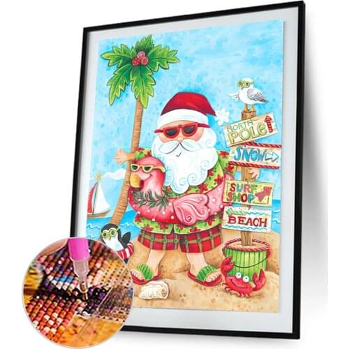 30*40 Diamond Painting Round Full Diamond Santa Claus DIY Embroidery Christmas Decoration Home Embroidered Painting Picture