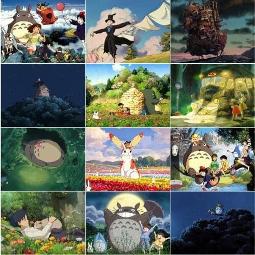 5D Diamond Painting Hayao Miyazaki Japanese Anime Full Drill Embroidery Poster Cross Stitch Kit Mosaic Home Decoration Diy Gifts