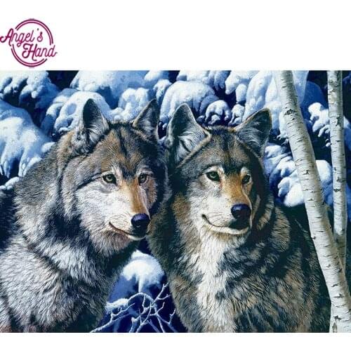 Full Square drill 5D DIY Diamond embroidery snow wolf brother Diamond Painting Cross Stitch Rhinestone Mosaic decor gift