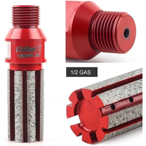 25mm Diamond 1 inch CNC finger bits 1/2 gas with 8pcs segments for stone drilling and milling