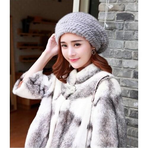 Free Shipping New Genuine Knitted Mink Fur hat Real fur cap Winter with Elasticity 4 colors Wholesale Retail OEM