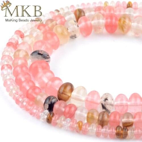 Natural Stone Watermelon Red Rondelle Quartzs Accessories Beads For Jewelry Making Spacer Charm Beads 2x4x6x8mm Diy Bracelet 15"