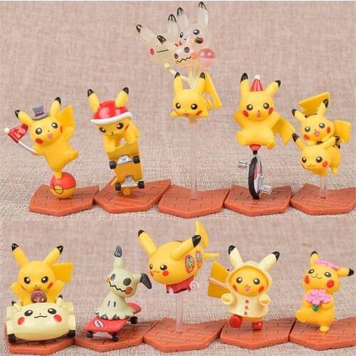 10Pcs/Set Pika Sports Series Action Figure Toys Anime Pokemones Figure Doll Gifts for Kids Children Cute Room Car Decoration