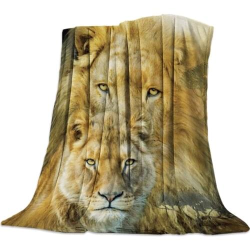 Flannel Blankets Lion Blanket Cushion Warm Throws on Sofa Bed Home Bedspread Travel Fleece Blanket