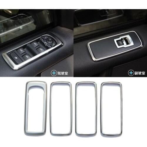 Chrome Car Door Window Switch Panel Cover Trim Car Glass Lift Switch Button Sequins For Land Rover Discovery 4 2009-2017 Styling