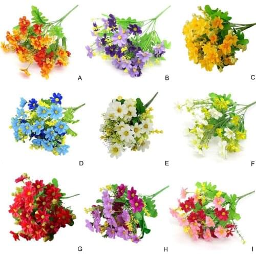 28Head Artificial Silk Flowers Daisy Bunch Wedding Decorations Grave Flower Artificial Bouquet Outdoor Home Z3C8