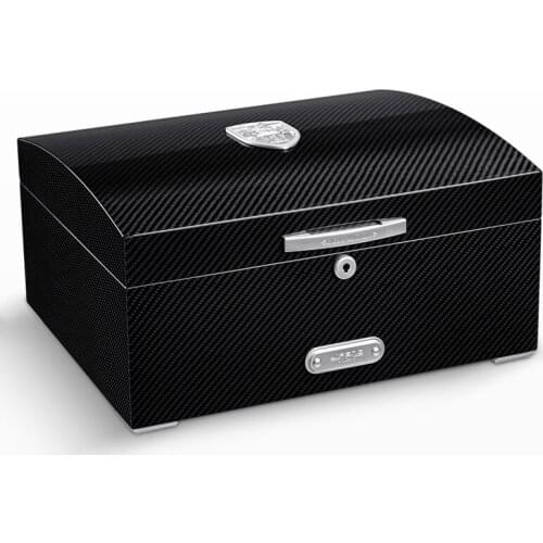 JIFENG Carbon Fiber Cedar Wood Cigar Cabinet Humidor Box Tobacco Case Holder W/Humidifier Hygrometer And Lock For COHIBA