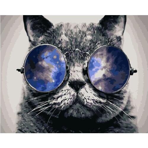 Painting By Numbers DIY Dropshipping Big size Cool glasses with glasses Animal Acrylic House Decoration Art picture Gift