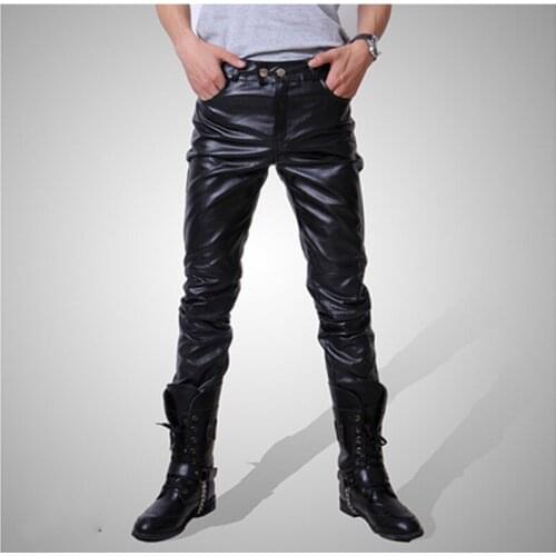 Men Skinny Faux PU Leather Pants Shiny Black Gold silver Trousers Nightclub Stage Performance Singers Dancer jeans Plus Size 4XL