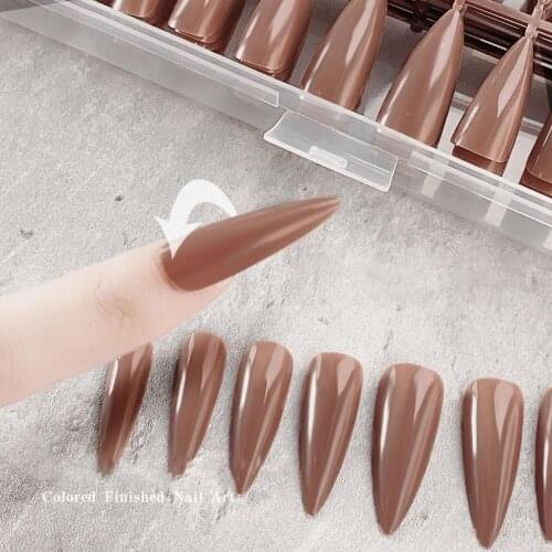240Pcs/Set Nail Tip Full Cover Wearable Solid Color Coffin Ballet False Nail Tips Ultra Long Detachable False Nails