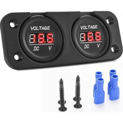 Newest LED Digital Voltmeter DC 12V 24V Dual Battery Voltage Monitor Gauge For Car Motorcycle Marine Interior Replacement Parts