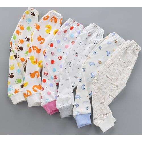Casual Infant Baby Kids Boys Girls Pajamas Pants Cotton Cartoon Print Long Trousers Autumn Spring Pants 1 2 3 4 5 6 Yrs Toddler