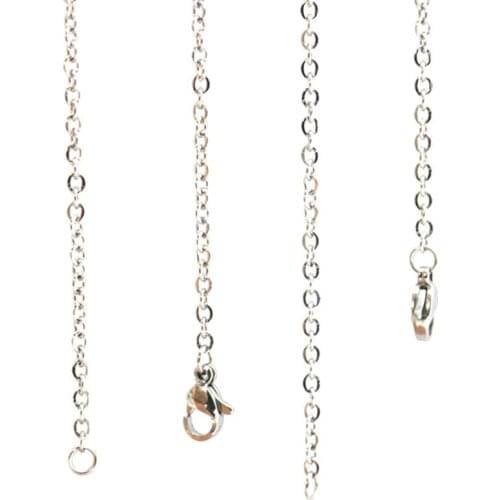 10cs 2.4mm Width Silver 316 Stainless Steel flat oval Necklace Chain For memory living Glass Locket & oil Diffuser Locket