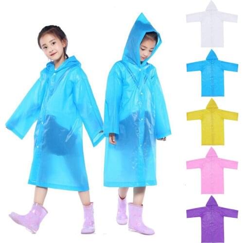 Portable Reusable Raincoats Children Rain Ponchos For 6-12 Years Old raincoat protective Blouse Hooded Top Prevents Splashing
