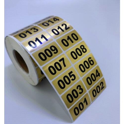 1000 Gold Consecutive, Sequential Number Labels Numbering Stickers 40mm*20mm High Quality
