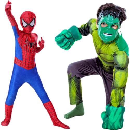 Kids Hulk/Spiderman/Iron Man/Captain America/venom Cosplay Costume Child Avengers Jumpsuit Boy Girl Superhero Costume Fantasy