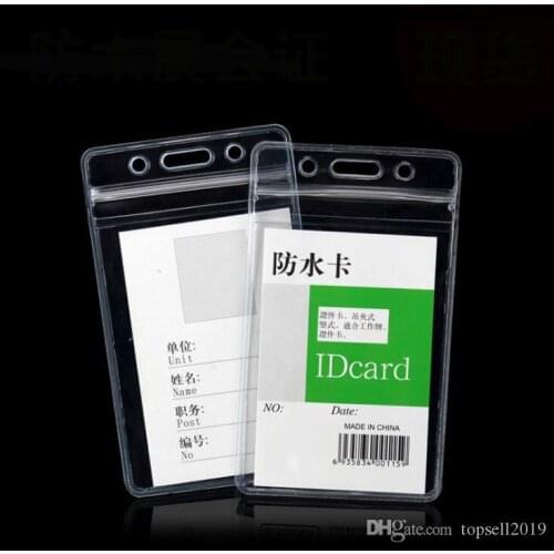 Transparent Vertical 68X110mm Soft Waterproof ID Badge Holders PVC Name Card Case Certificate plastic Horizontal