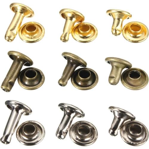 100sets Brass Material Double Cap Rivet Collision Nail Spike Rock Leathercraft Shoe Bag Belt Garment Bracelet Accessories