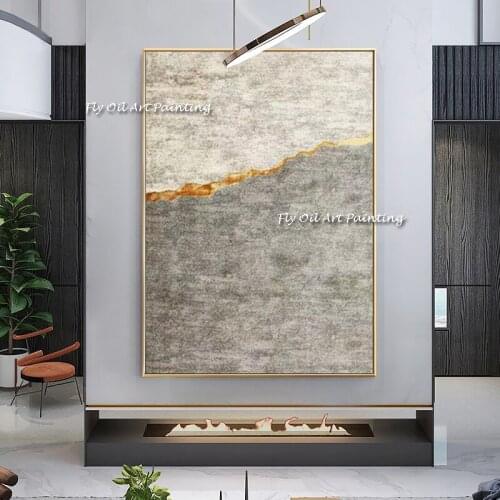 Handmade beige white Painting Modern Hotel Decorative Painting Abstract Simple Mural Entrance American-Style Hanging Painting