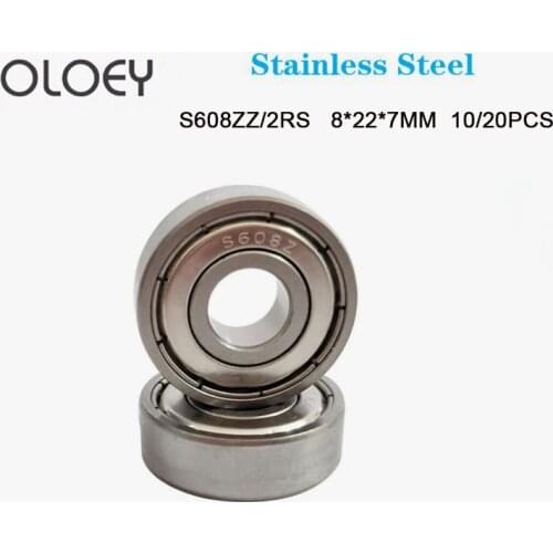 S608-2RS ZZ Stainless Steel 10/20PCS 440C hybrid Ceramic Deep Groove Ball Bearing 8x22x7mm 608 2RS ZZ