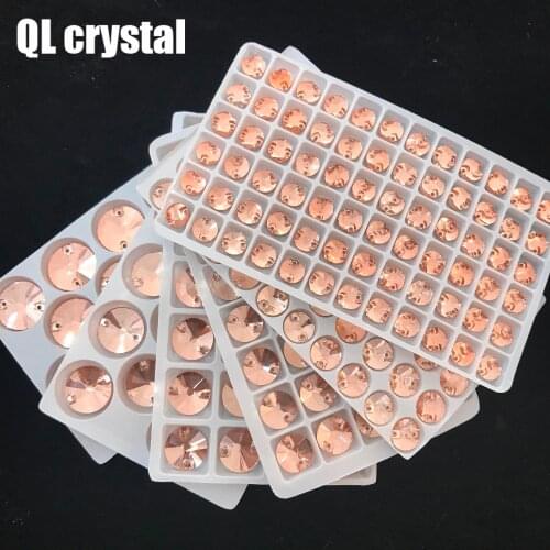 QL Glass Crystal Sew on Rhinestones Colors Flatback Round stone for wedding dress DIY clothing bags shoes accessories