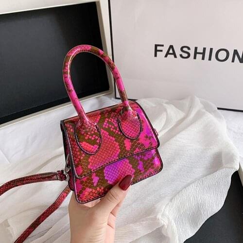 Retro Snake Skin Prints Crossbody Bag For Women 2020 New Fashion Serpentine Small Shoulder Bag Top-Handle Mini Square Bag