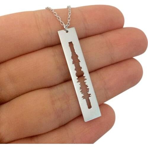 Ufine Personalized Vertical Sound Wave fashion Custom Heartbeat Necklace cooper high quality pendant necklace N2154