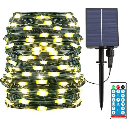 New Solar String Lights Outdoor Waterproof 23M 200leds Green Wire Fairy Decorative Lights for Patio Yard Christmas Wedding Party