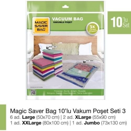 Magıc Saver Bag 10'lu Vacuum Sachet Set 3 clothes vacuum Bag