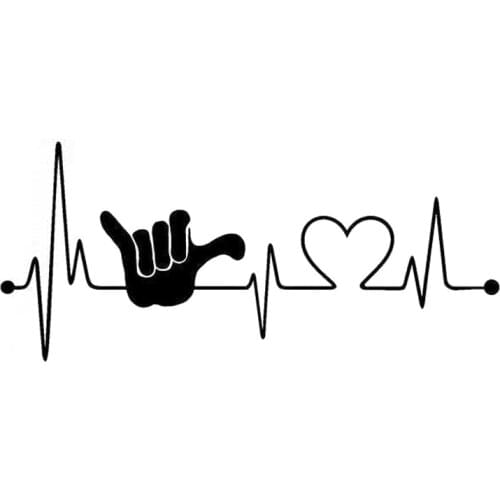 16.6cm*7.6cm Hang Loose Heartbeat Car Styling Stickers Decals Vinyl Black/Silver S3-4983
