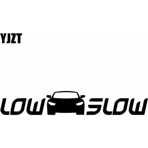 YJZT 14X2.3CM LOW N SLOW JDM Vinyl Decal Car Sticker Funny Cartoon Black/Silver C26-0253