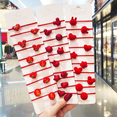 10Pcs/Set Children Cute Matte Rabbit Mickey Flower Elastic Hair Bands Girls Lovely Sweet Rubber Bands Kids Baby Hair Accessories