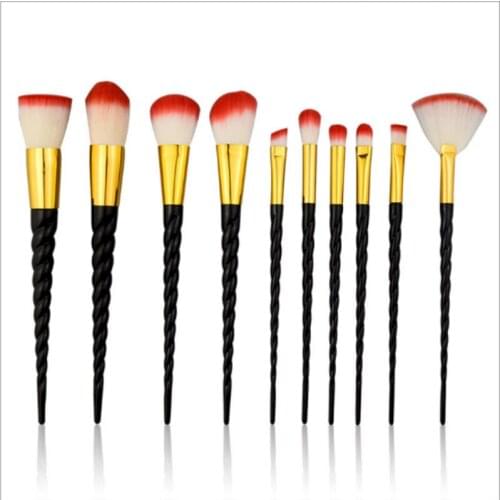 10Pcs/SET black handle Makeup Brush Set Foundation Blusher lip Concealer Eyeshadow Eyeliner Brush Tool Make Up Eye Brush Set DFD