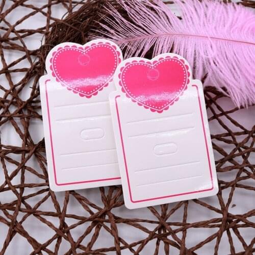 100PCS 5*8cm Hair Clip Card pink heart White Paper Jewelry Display Cards Hair Accessory Hairpin Packaging Card Custom Logo extra