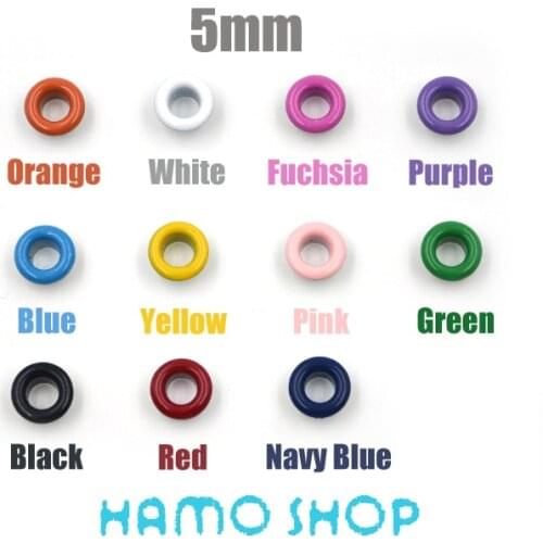 200pc/lot Free Shipping Hole Size 4/4.5/5mm Metal Eyelets Buckle Metallic Scrapbook garment accessories Mixed Color LeatherCraft