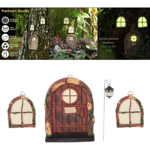 4pcs/set Miniature Fairy Gnome Windows for Garden Decor Outdoor Fairy Garden