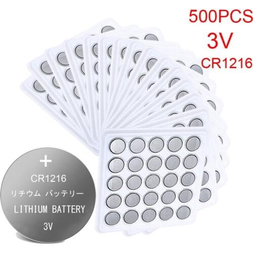 500pcs CR1216 CR 1216 1216 Watch Clock Lithium Battery Pilas DL1216 BR1216 ECR1216 5034LC LM1216 Button Coins Cells