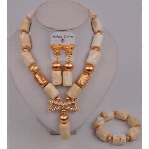 White African Coral Beads Necklace Nigerian Wedding Bridal Jewelry Sets 2-04-D1
