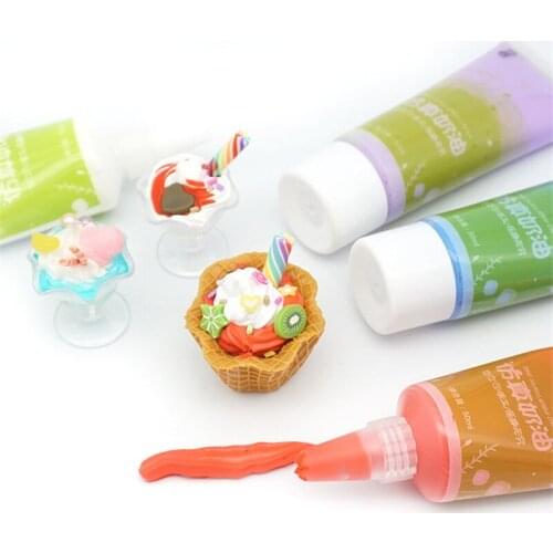 1pc Random 24 Color Quick Drying Simulation Cream Glue For Jewelry Rhinestone Phone Case DIY Children Toys Cake Decorating Tool