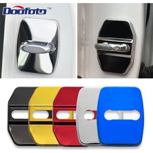 Doofoto 4pcs For BMW Mercedes Car Door Lock Cover Decoration Accessories For Fiat ///M AMG Case Styling Protective Car Door Lock