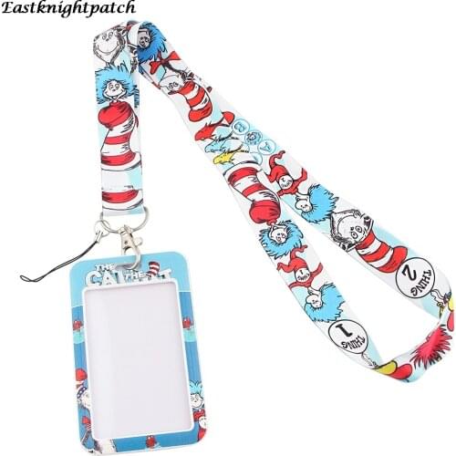 E2610 Cartoon Neck Strap Lanyard for keys ID Card Mobile Phone Strap USB Badge Holder Rope keychain With Card Cover