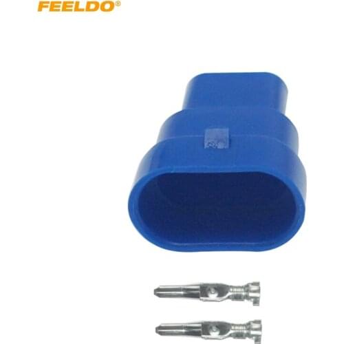 FEELDO 1set Car Waterproof HID Headlight Bulb Socket Connector For 9006-11/HB4 Car Light 2Pin Way Plugs Blue #6152