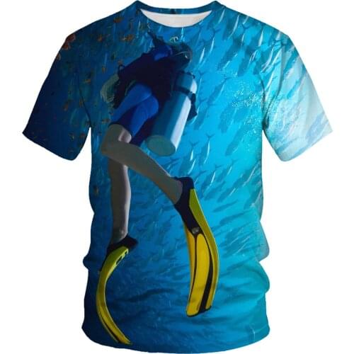 Dive into the sea Underwater T shirts Diving Fish Men Women Casual Fashion Tshirt Short Sleeve Streetwear Tees Top Clothes