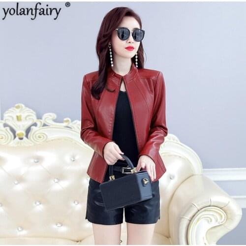 Genuine Leather Jacket Women 2020 Spring Autumn Leather Jacket Short Sheepskin Coat Plus Size Slim Cuero Genuino 1219 Pph426